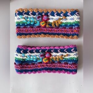 100% Wool Hand Knit in Nepal Embroidery Headbands Ear Warmer